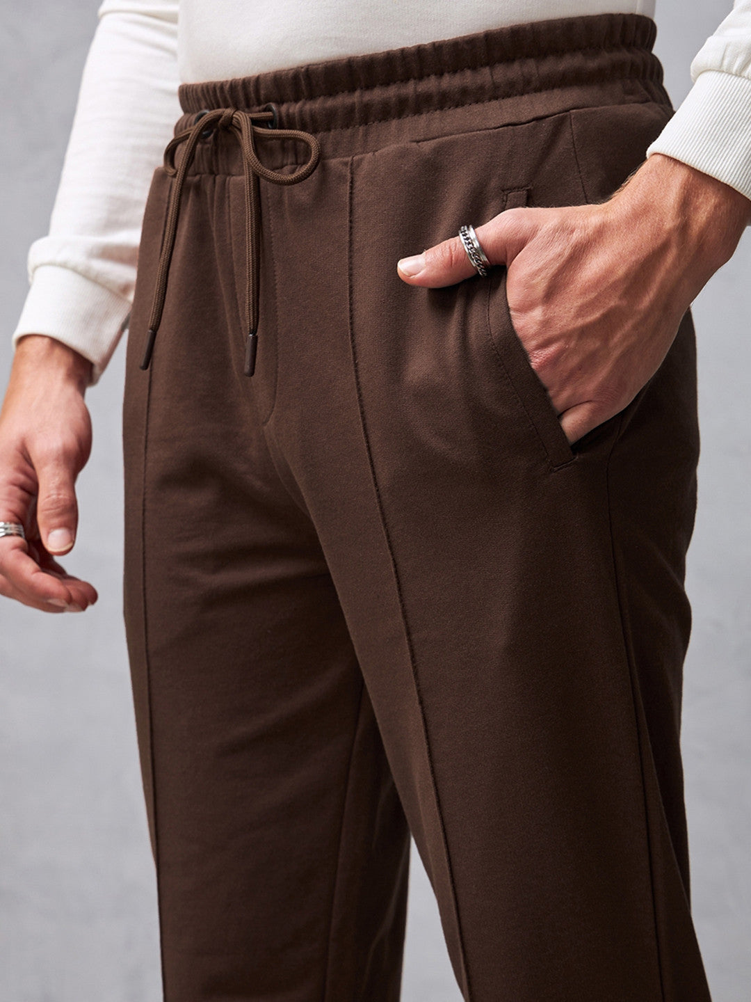 Men Brown Warm Track Pants