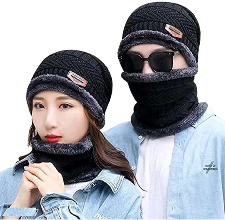 Unisex Woolen Cap Set