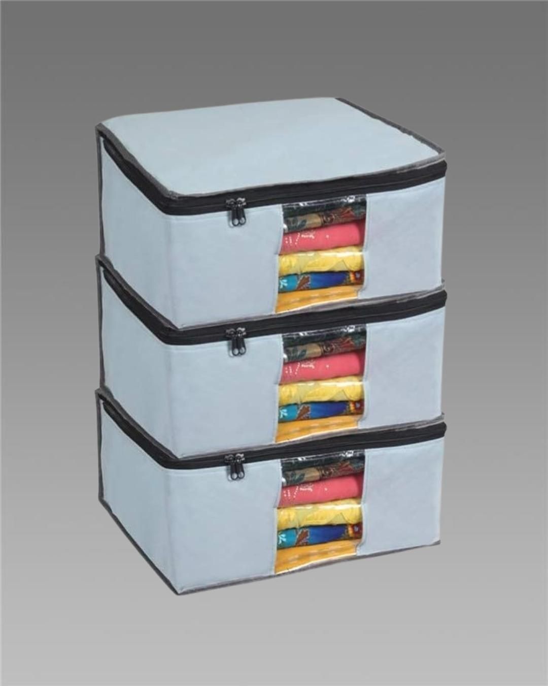 Saree Cover - Solid Non Woven Saree Cover for Wardrobe (Pack of 3)